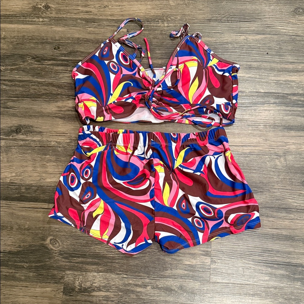 Colorful Abstract Print Two-Piece Set